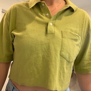 Green Cropped Collard Top